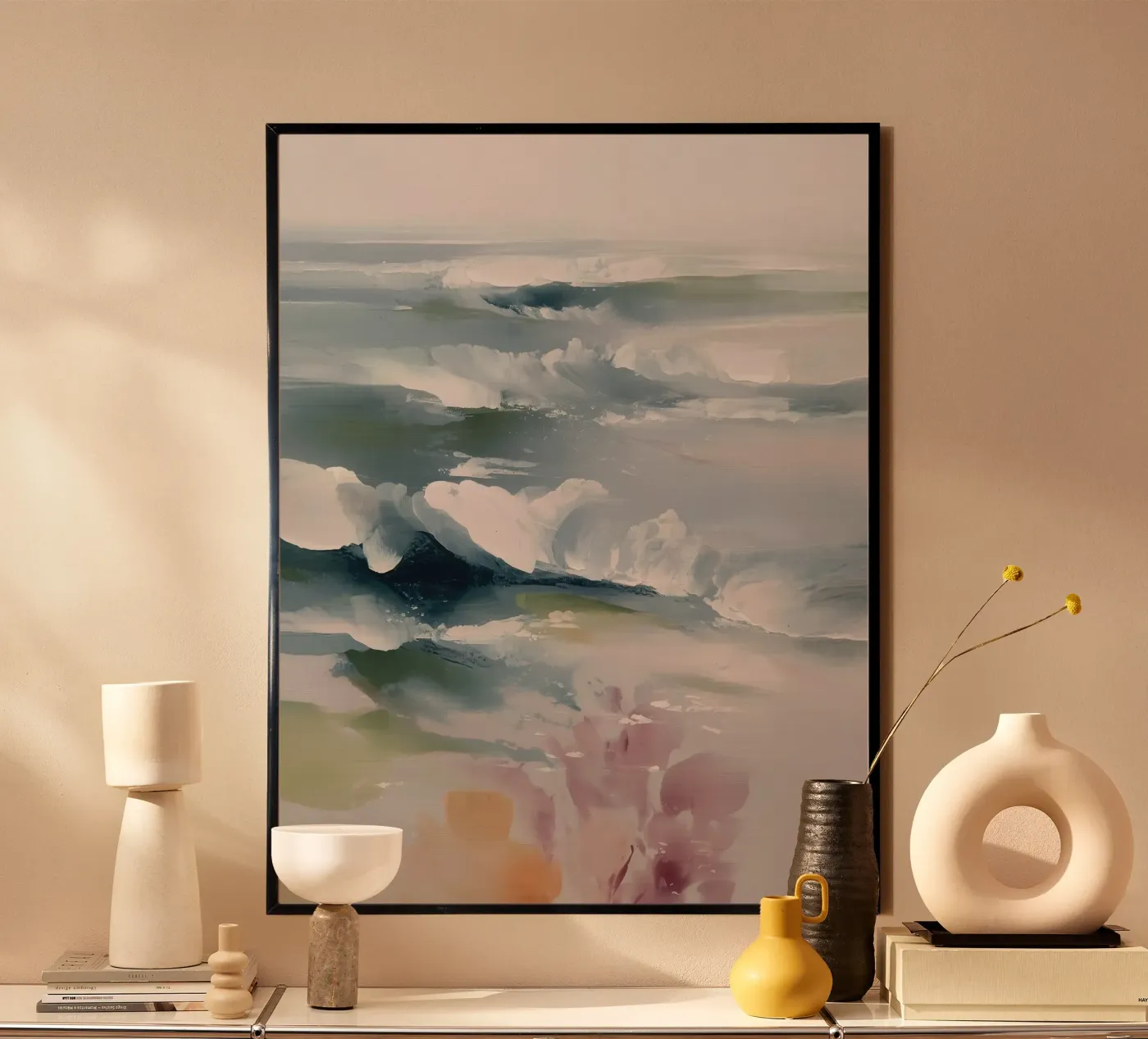 Soft Abstract Ocean Waves poster by Hazia