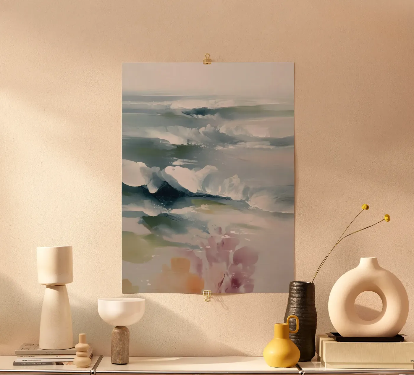 Soft Abstract Ocean Waves poster by Hazia