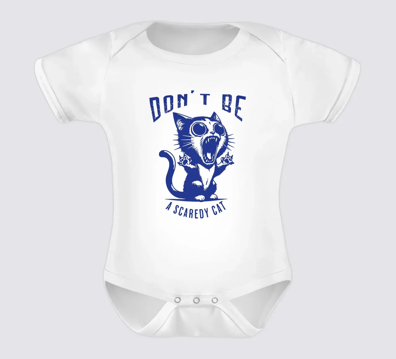 Don't Be a Scaredy Cat short-sleeve baby romper by Gunawan Rb