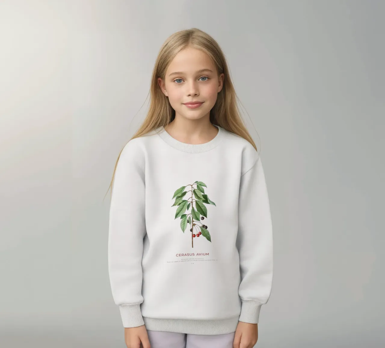 Wilde kers of Cerasus Avium kinder sweatshirt van Vintagrafica