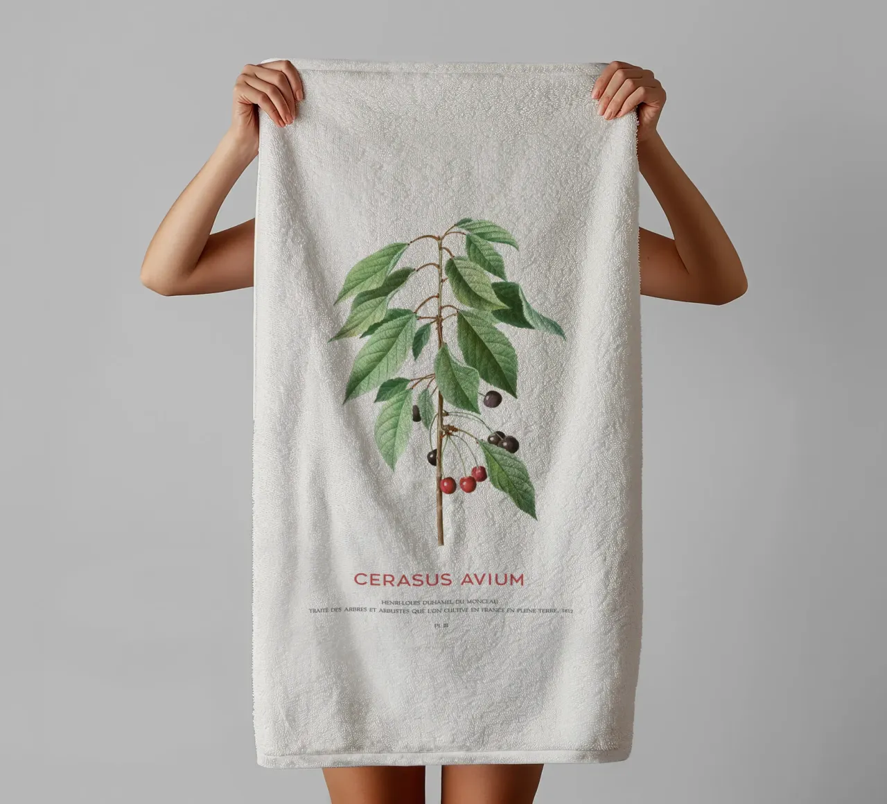 Wildkirsche oder Cerasus Avium Handtuch von Vintagrafica