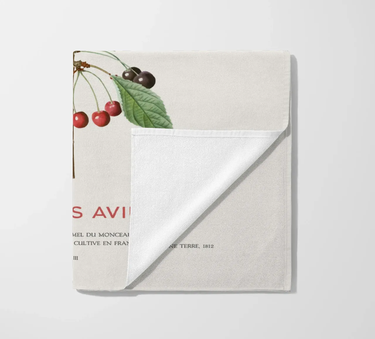 Wild cherry or Cerasus Avium beach towel by Vintagrafica