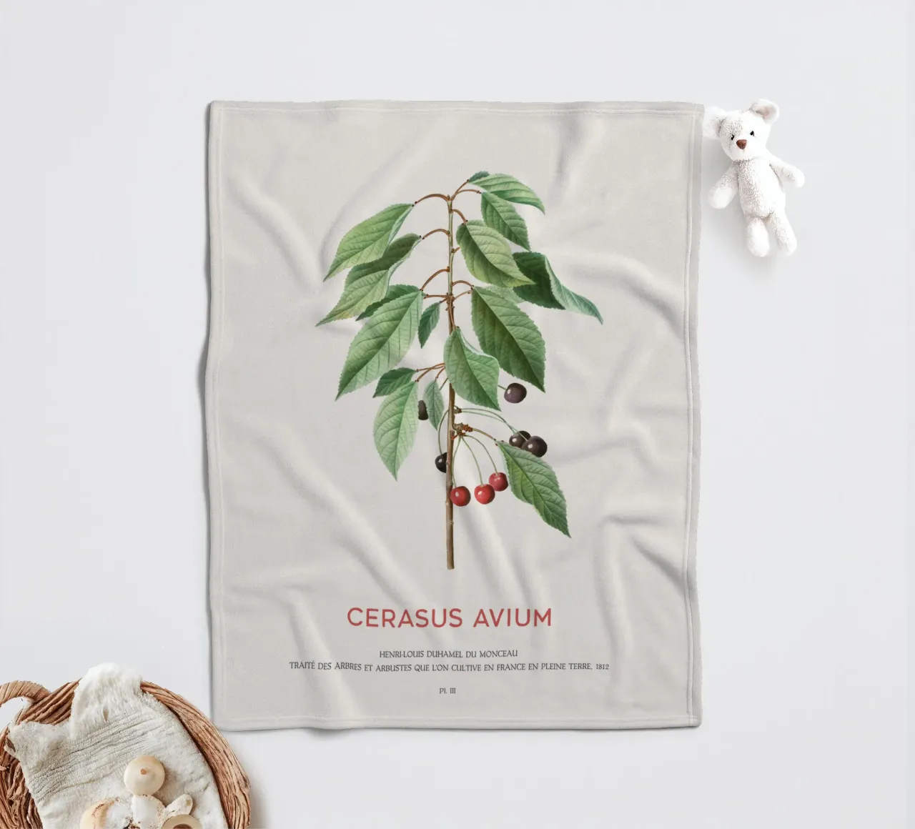 Wildkirsche oder Cerasus Avium Fleecedecke von Vintagrafica