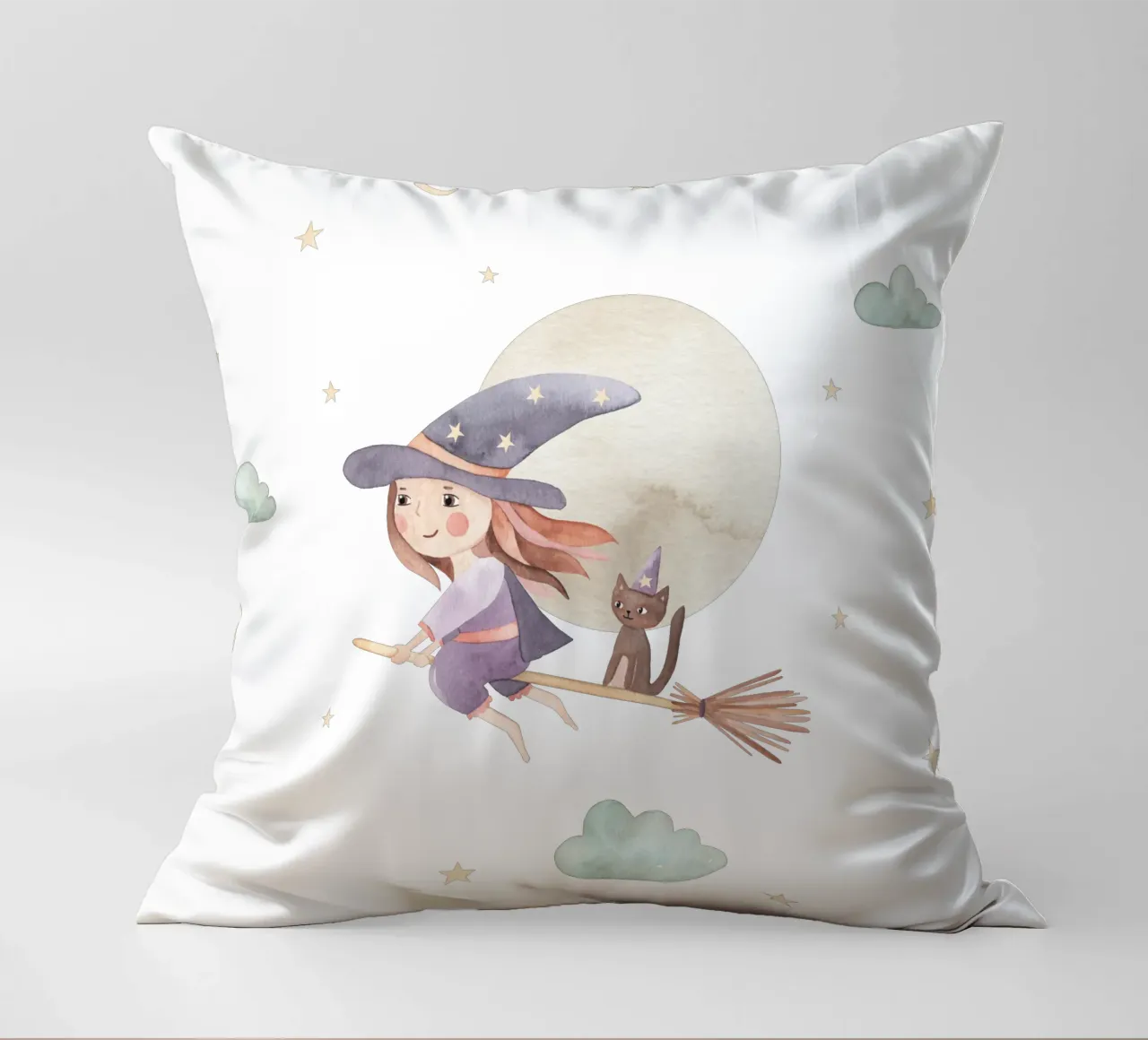 Little witch decorative cushion by Sabrina Ziegenhorn