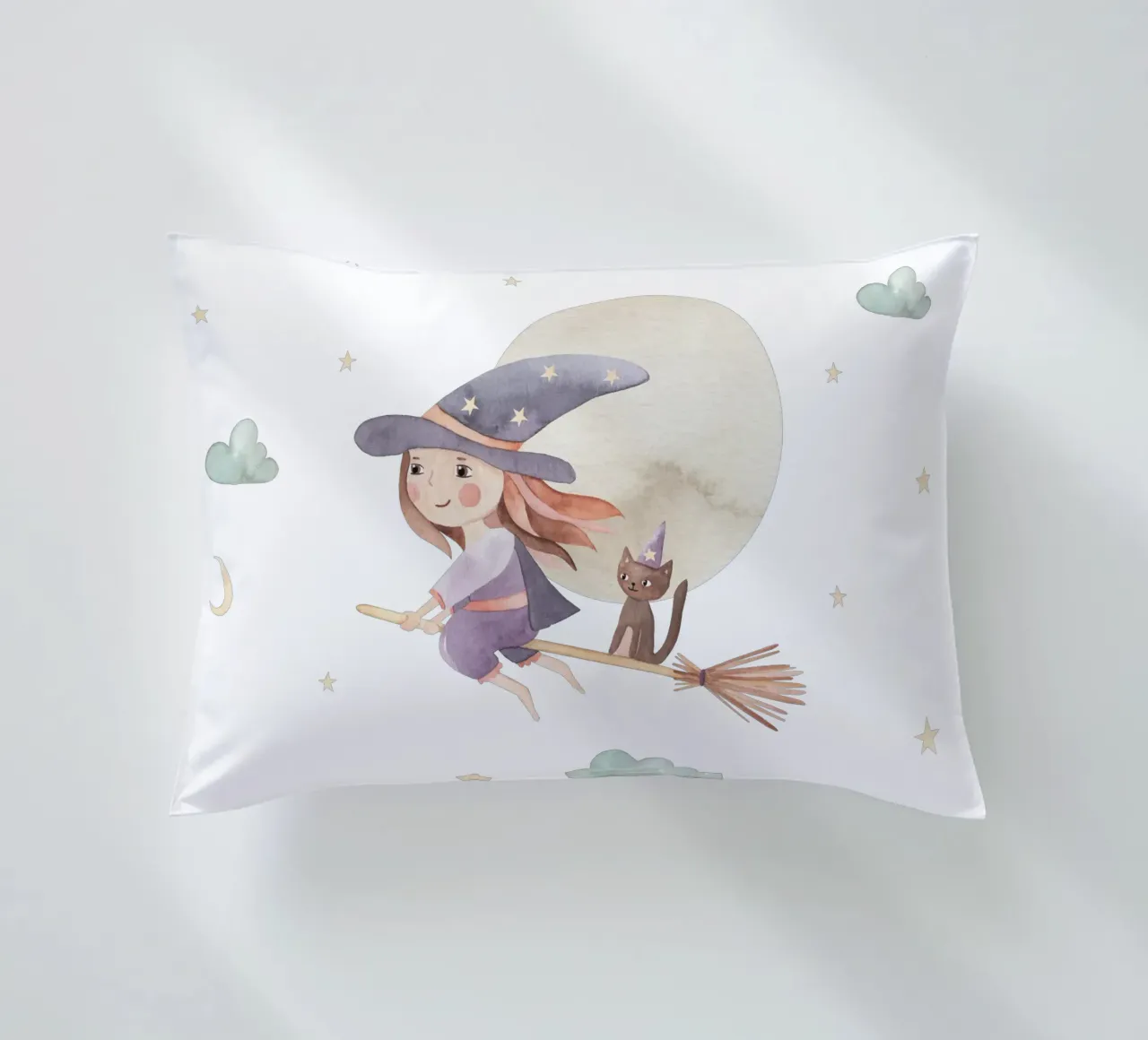 Little witch decorative cushion by Sabrina Ziegenhorn