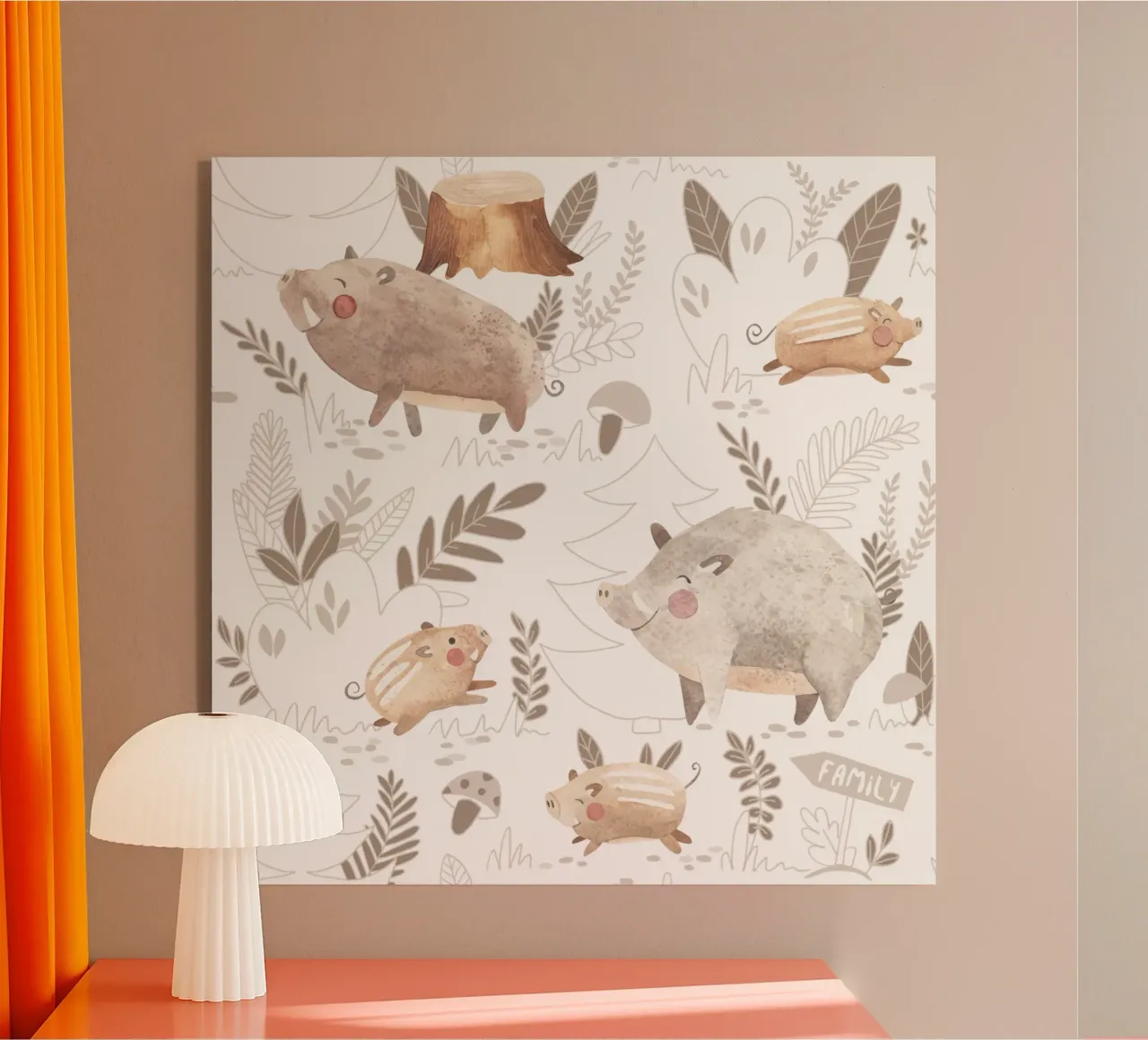 Wild zwijn acryl van Sabrina Ziegenhorn