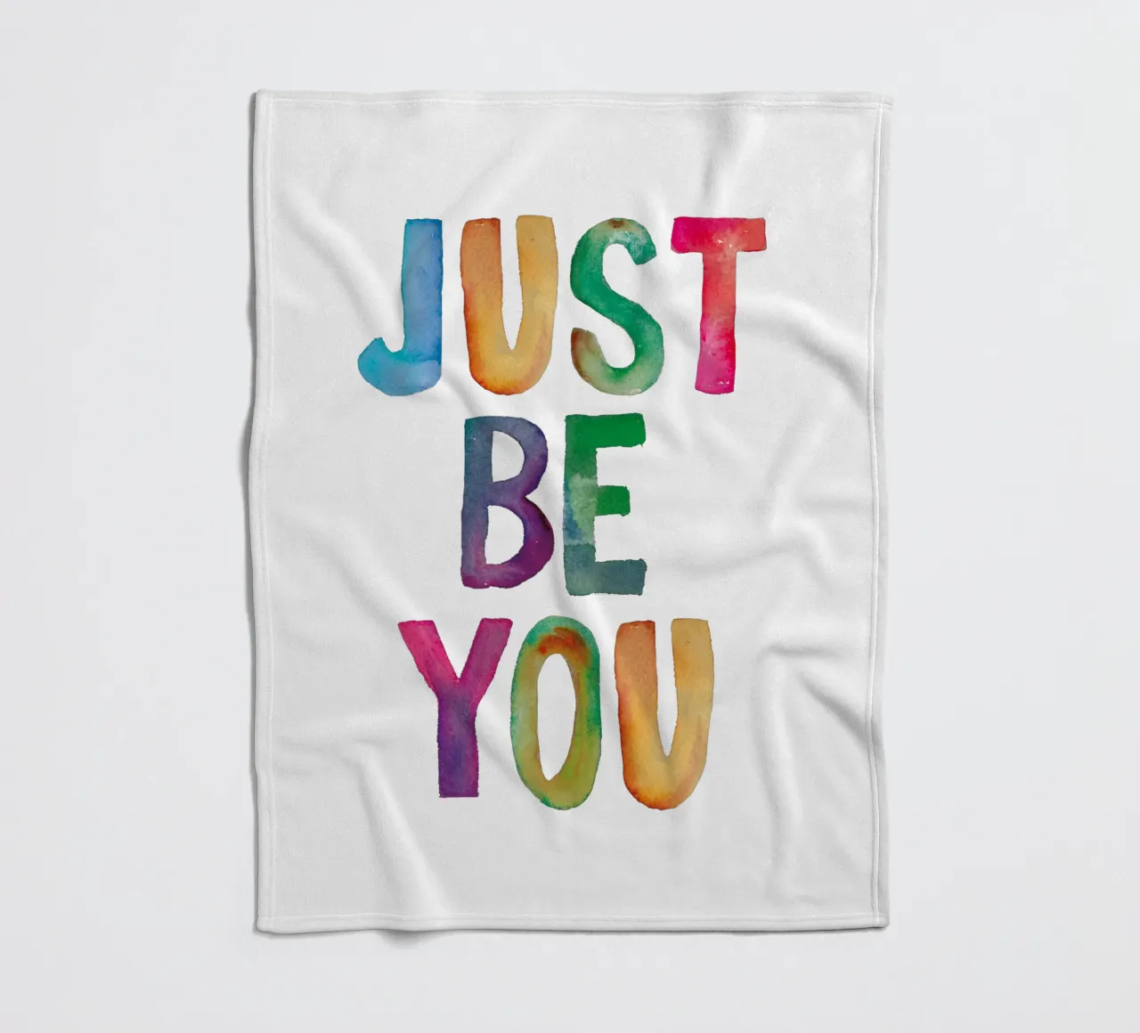 Just Be You Rainbow Typography Design for Children fleece blanket by THE MOTIVATED TYPE