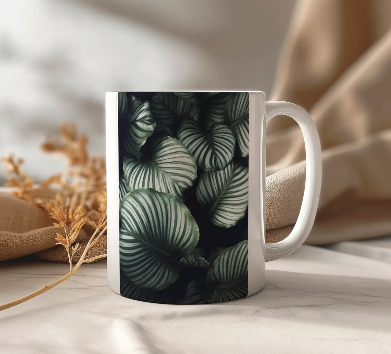 Tropical leaf pattern - Nature-inspired design ceramic mug by Whole©