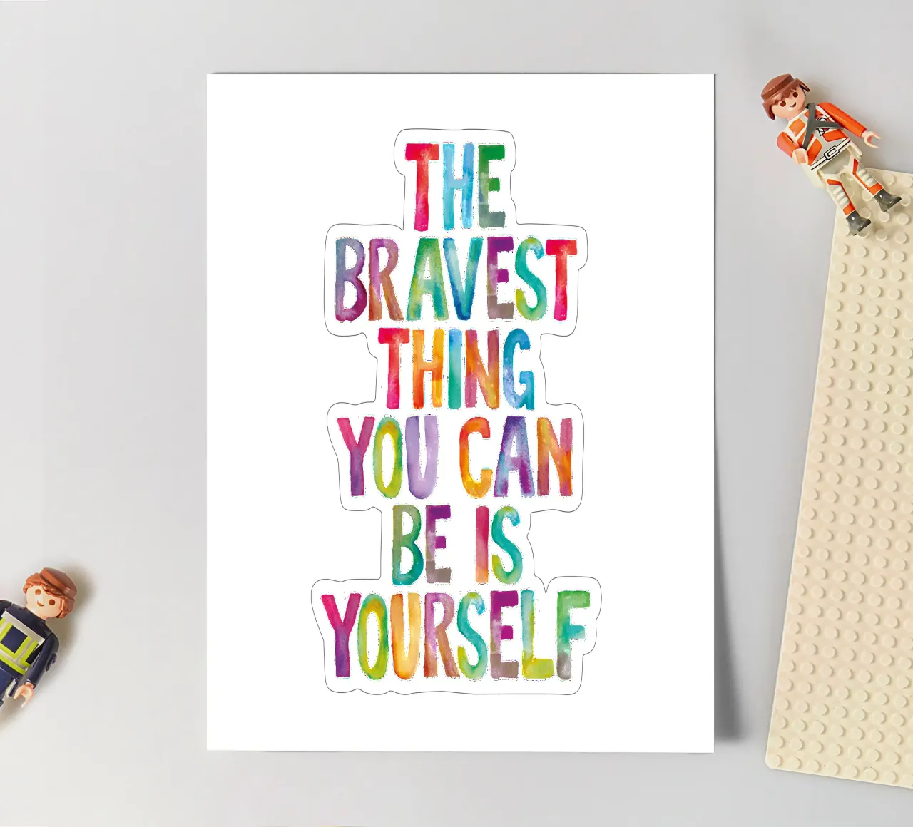 The Bravest Thing You Can Be is Yourself Regenbogen Design sticker sheet by THE MOTIVATED TYPE
