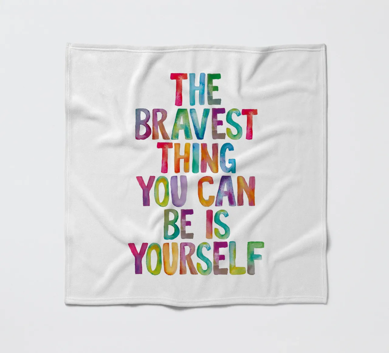 The Bravest Thing You Can Be is Yourself Regenbogen Design fleece blanket by THE MOTIVATED TYPE