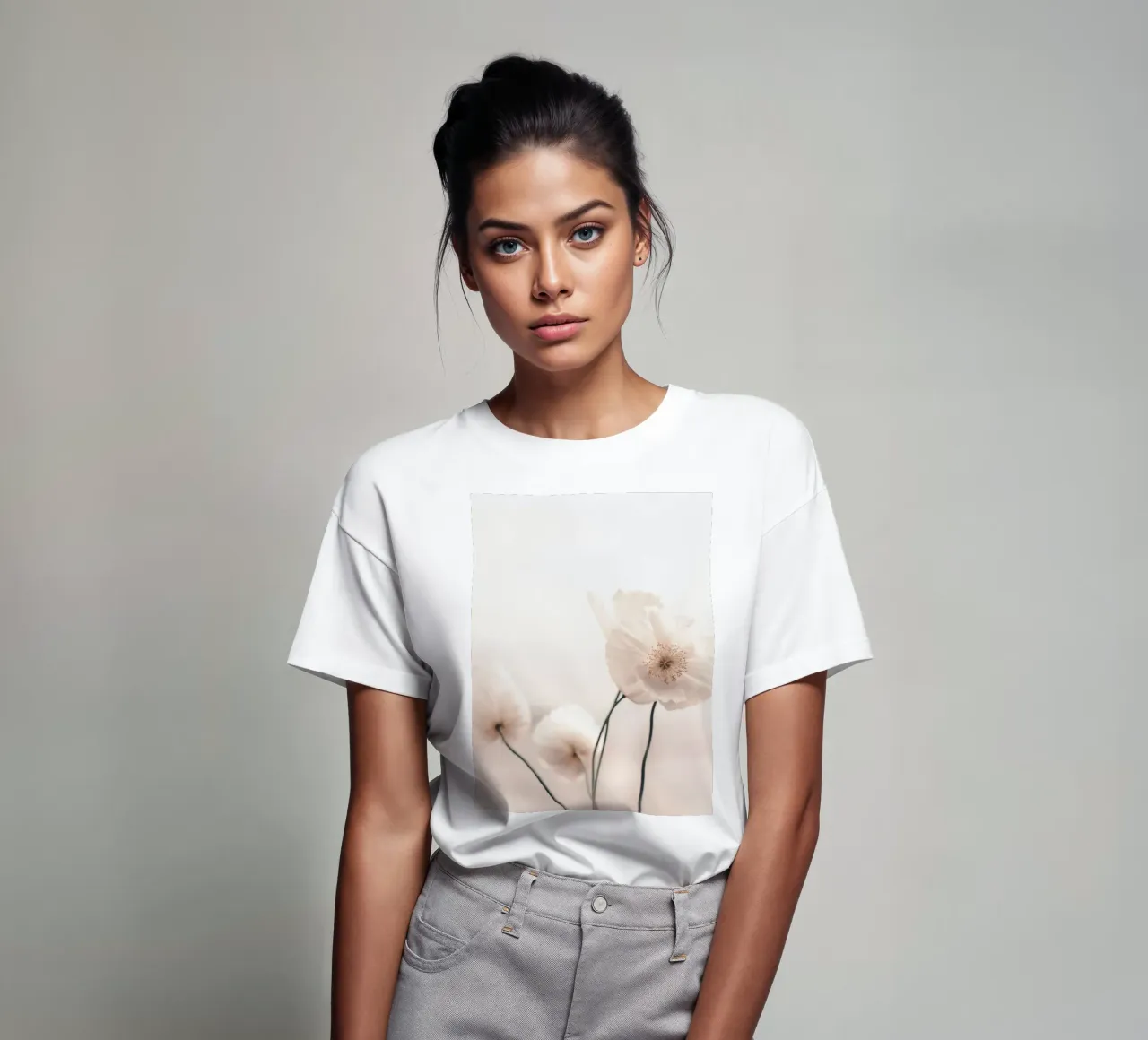 Zarte Blüten – Minimalistisches Blumendesign T-Shirt von Whole©