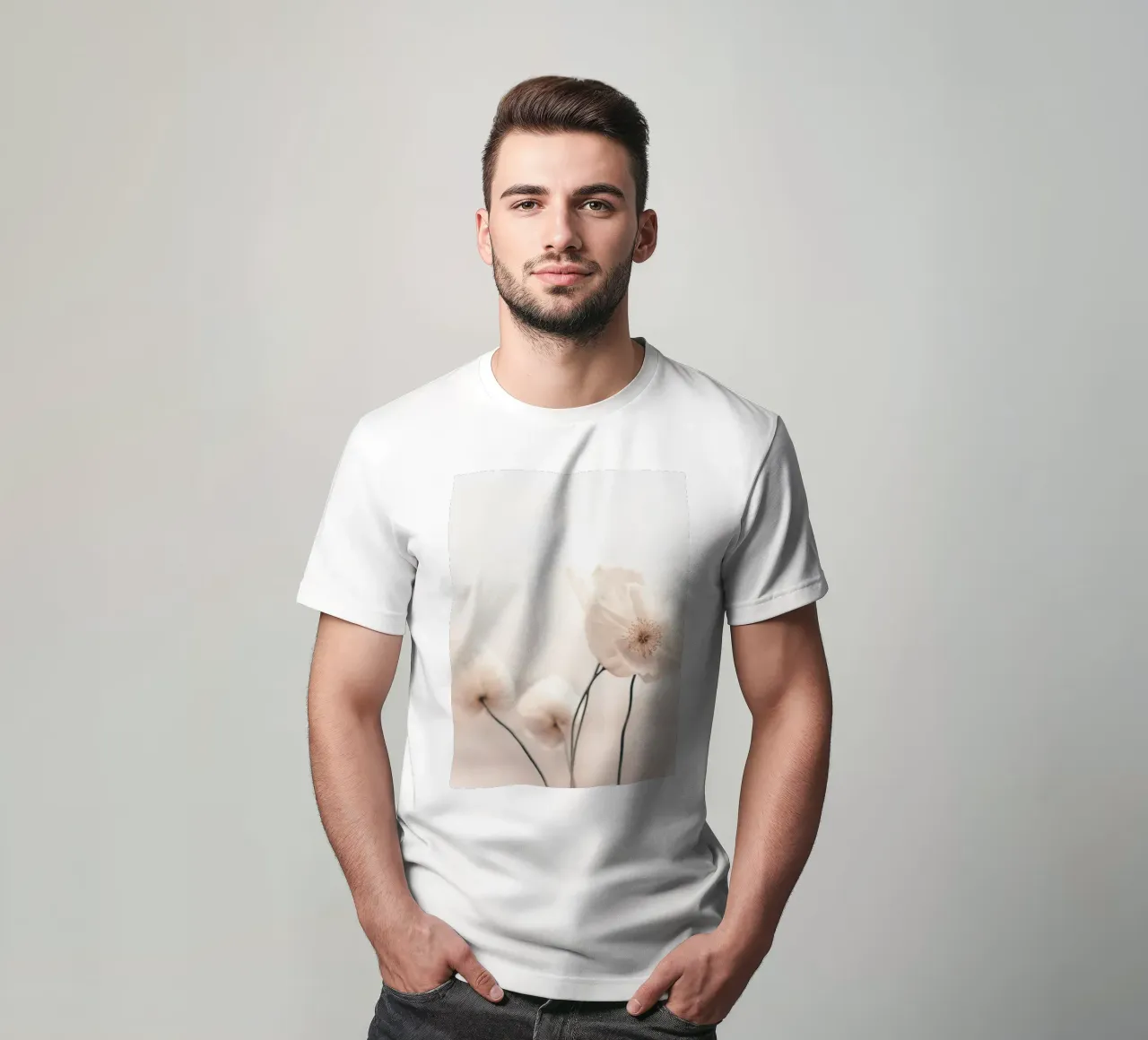 Zarte Blüten – Minimalistisches Blumendesign T-Shirt von Whole©