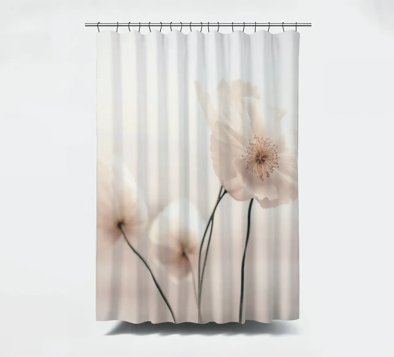 Delicate blossoms - Minimalist floral design shower curtain by Whole©