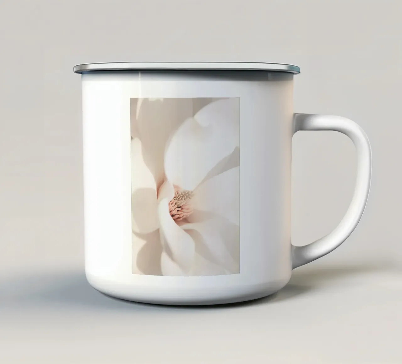 Delicate blossom - Elegant floral motif enamel mug by Whole©