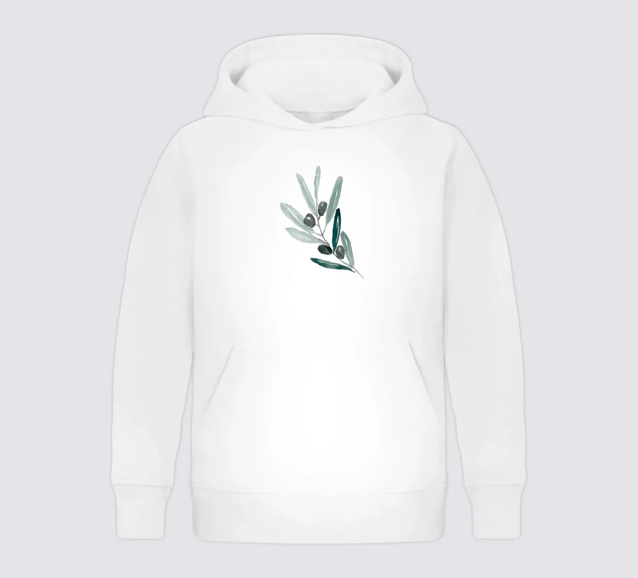Watercolor Olive Branch kids hoodie by anisillustration