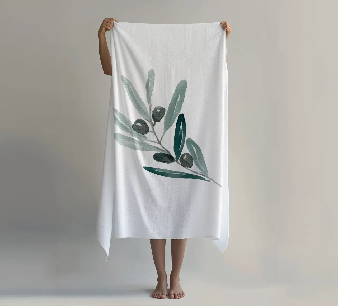 Watercolor Olive Branch strandhanddoek van anisillustration