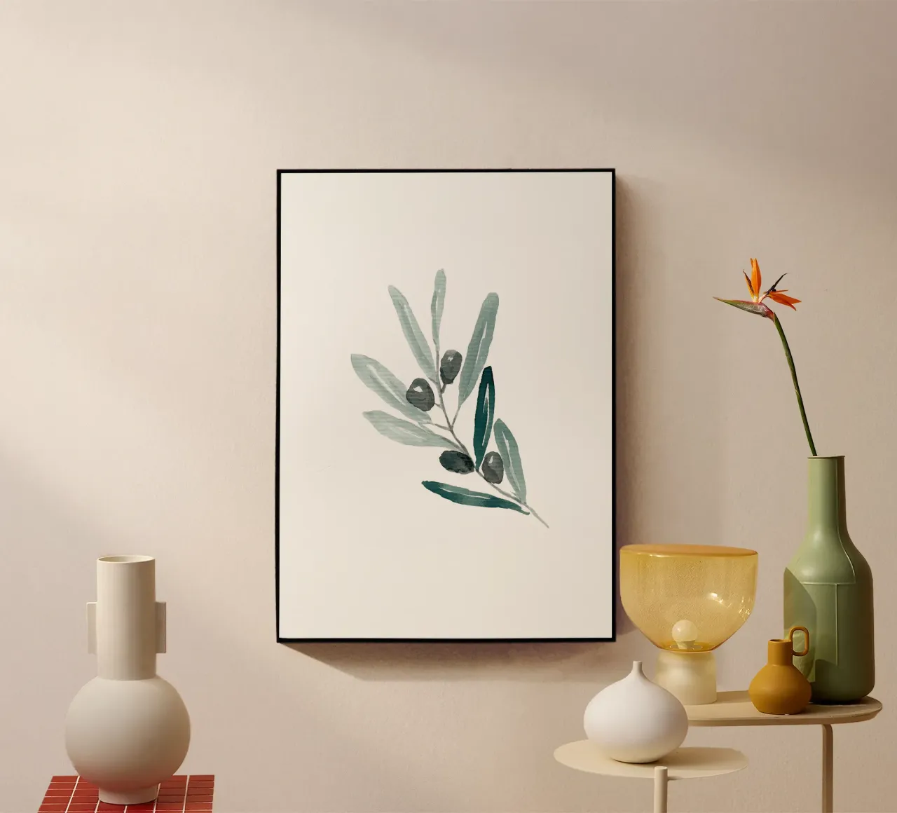 Watercolor Olive Branch acrylic glass by anisillustration