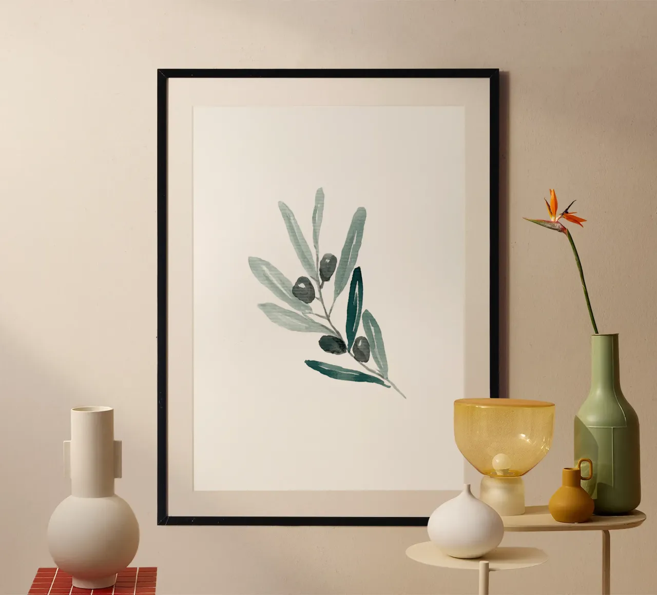 Watercolor Olive Branch carta hahnemühle da anisillustration