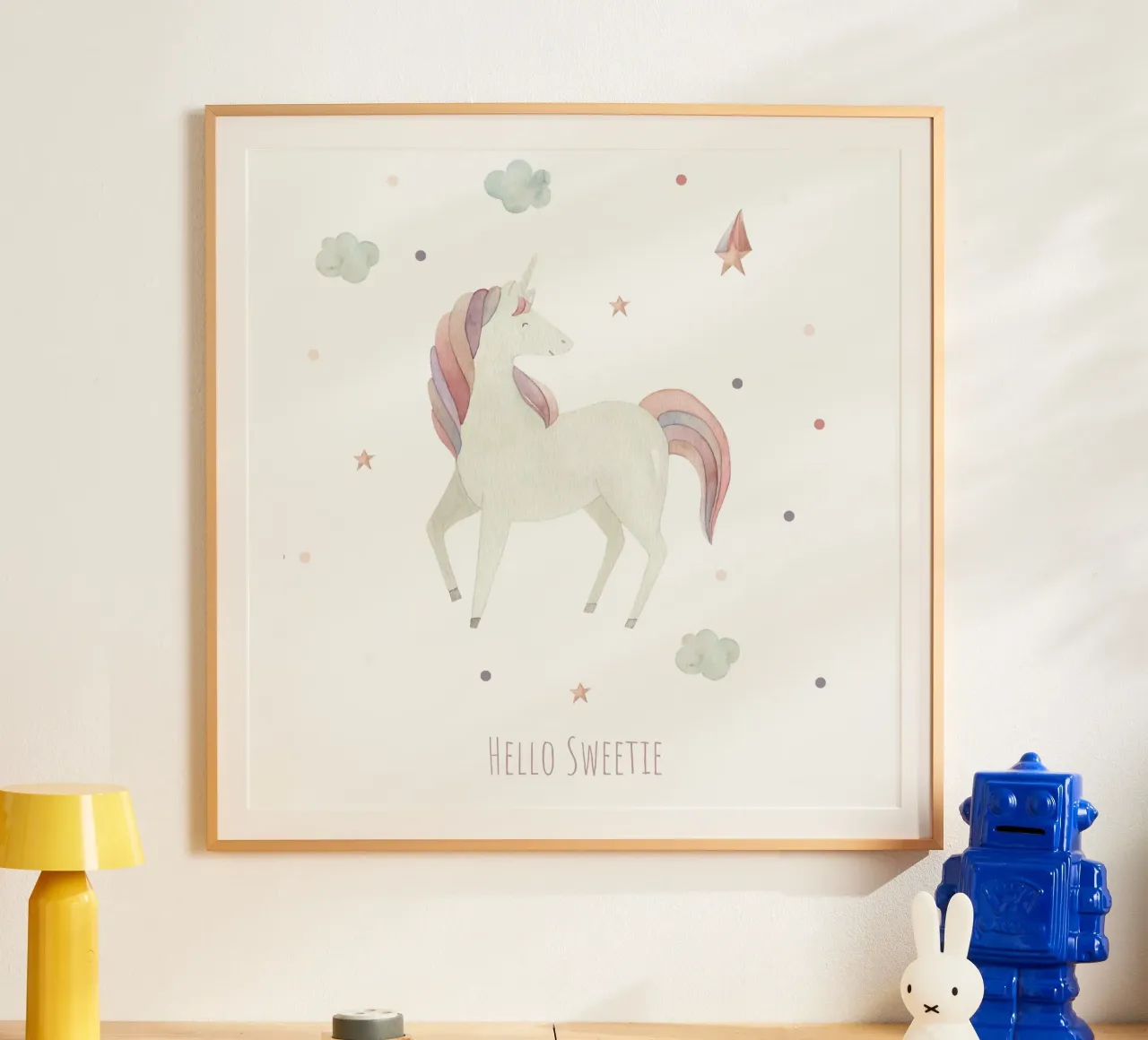 Unicorno Aurora poster con telaio in plastica da Sabrina Ziegenhorn