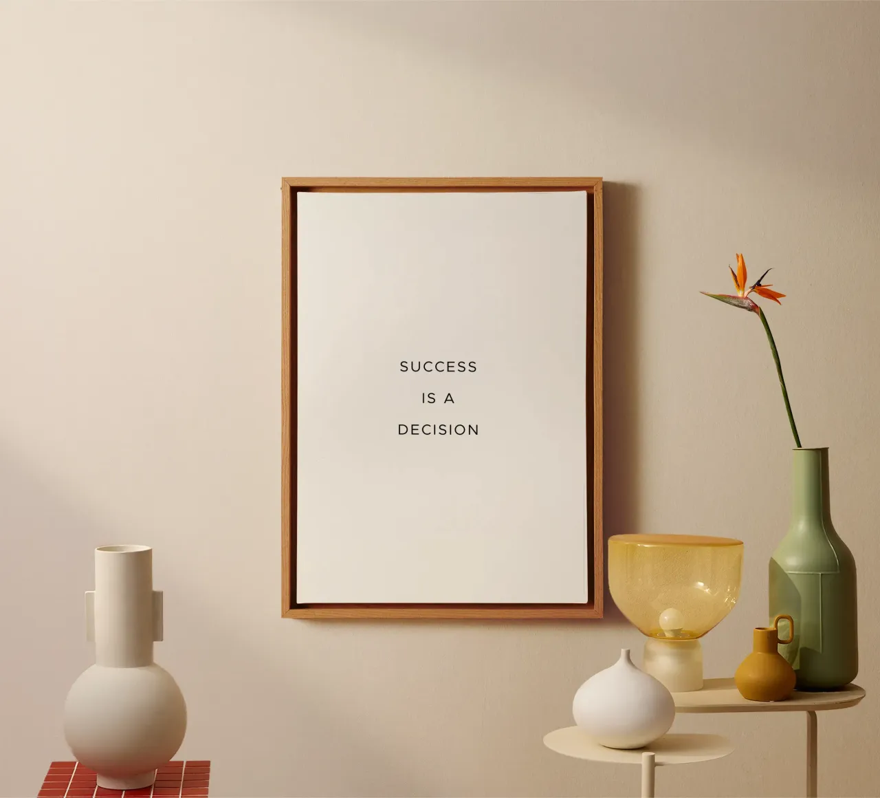 Success is a decision quote canvas by Paigaam Studio