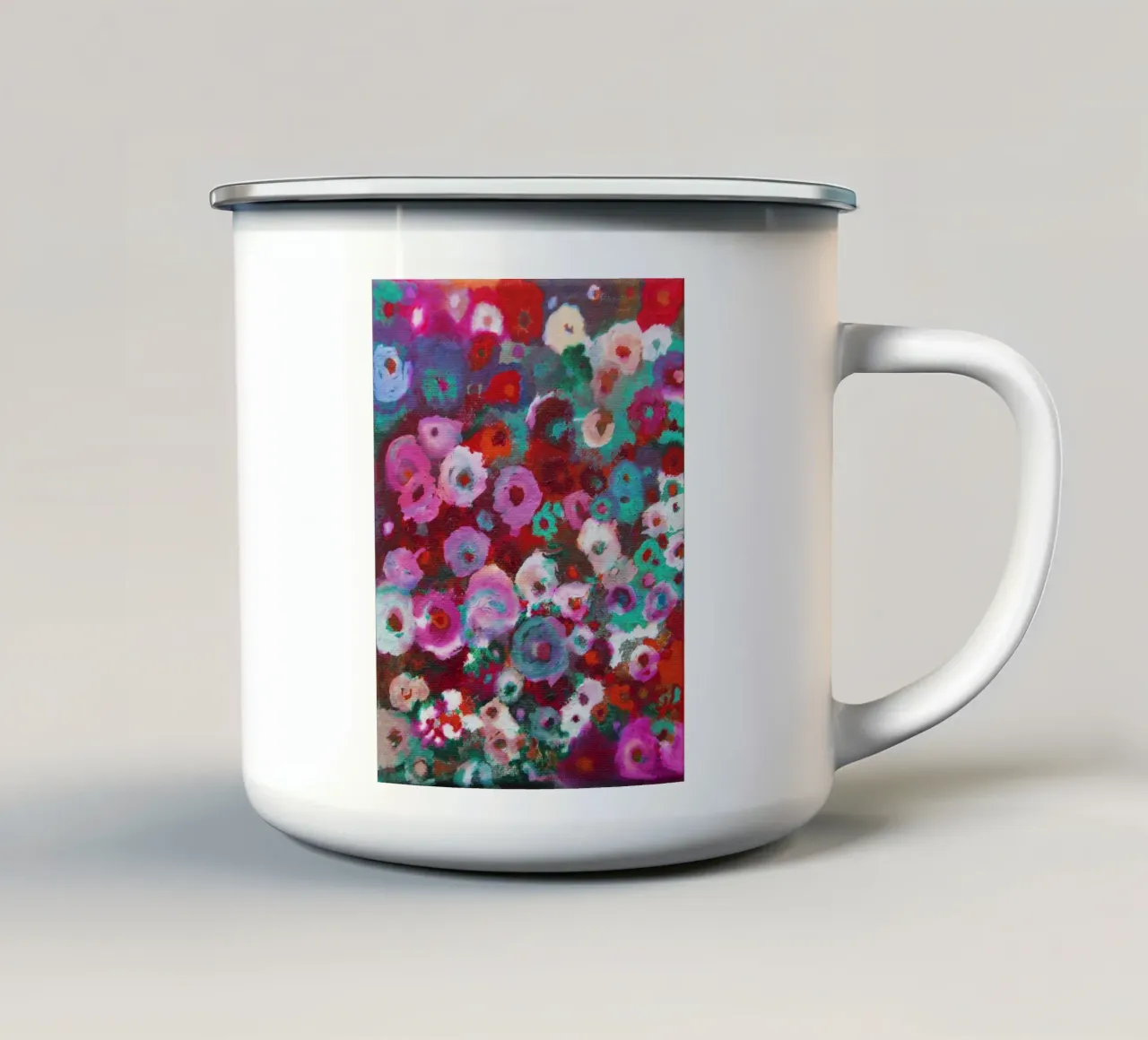 Fiori colorati astratti tazza in smalto da Teresa André