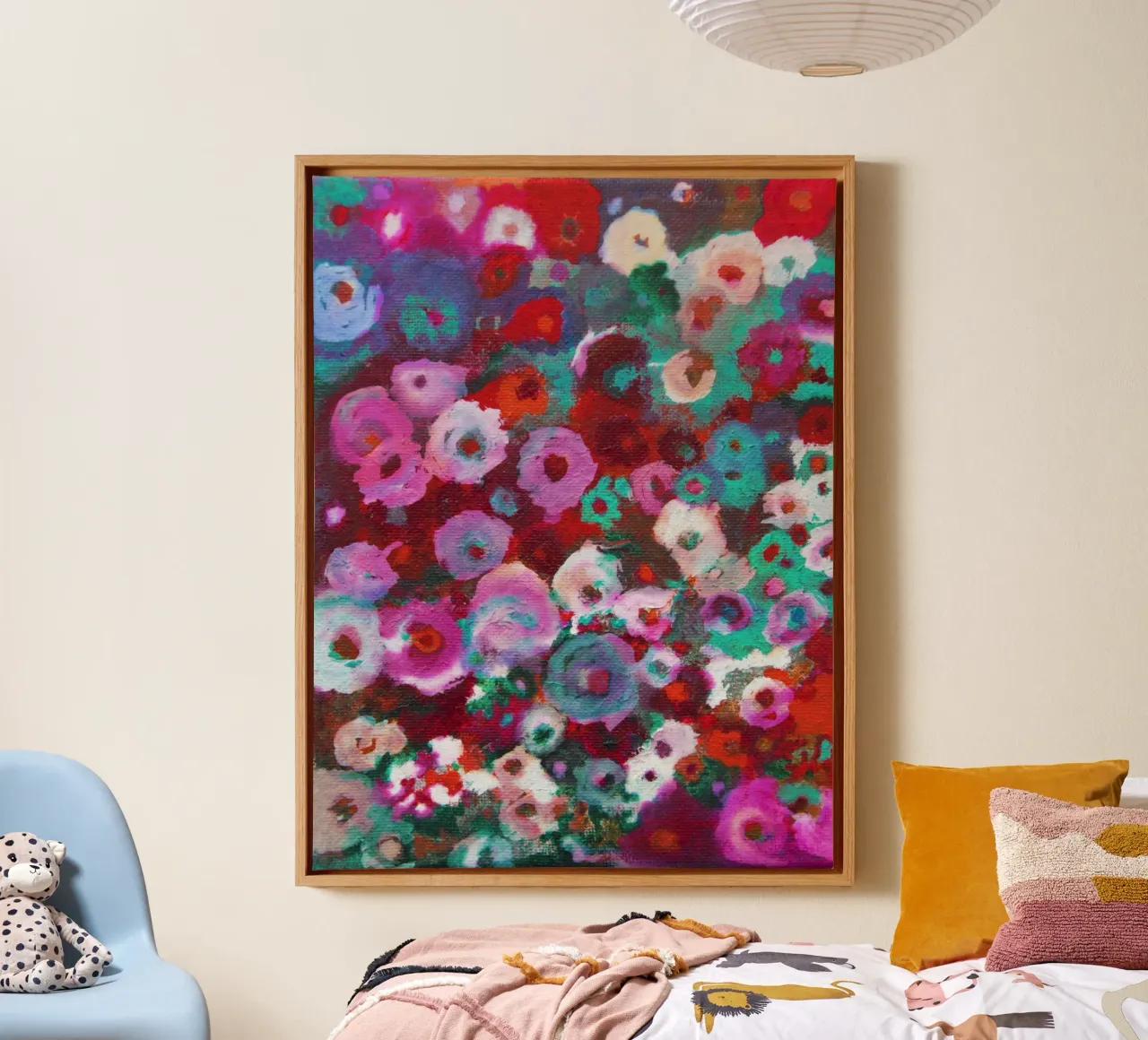 Abstracte kleurrijke bloemen canvas met Baklijst van Teresa André