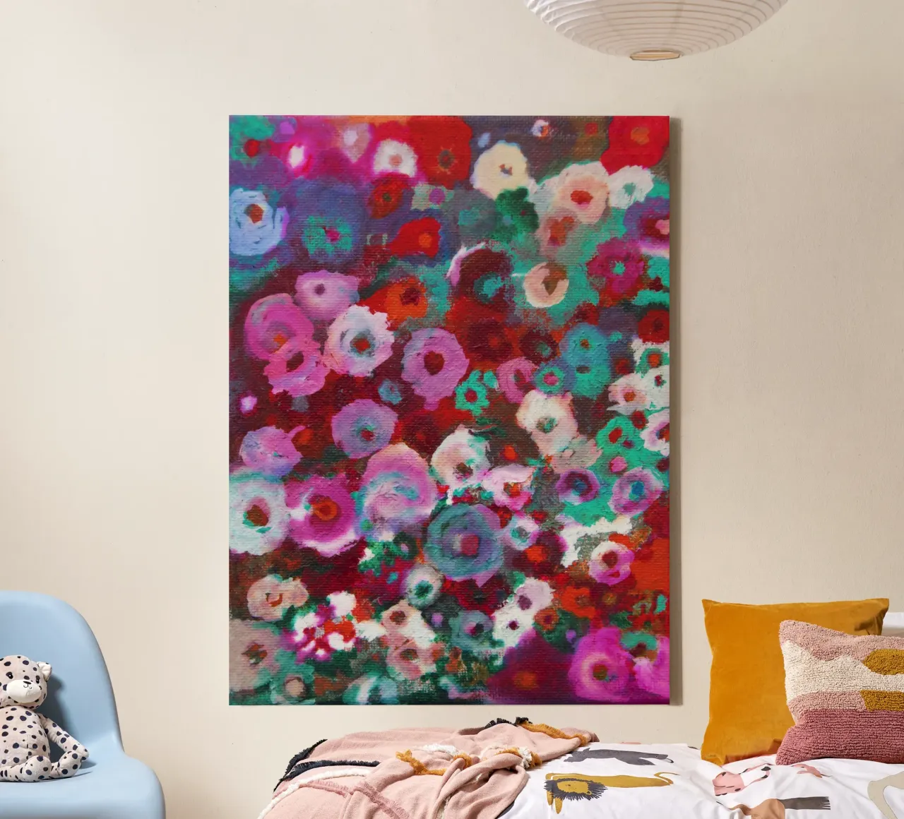 Abstracte kleurrijke bloemen canvas met Baklijst van Teresa André