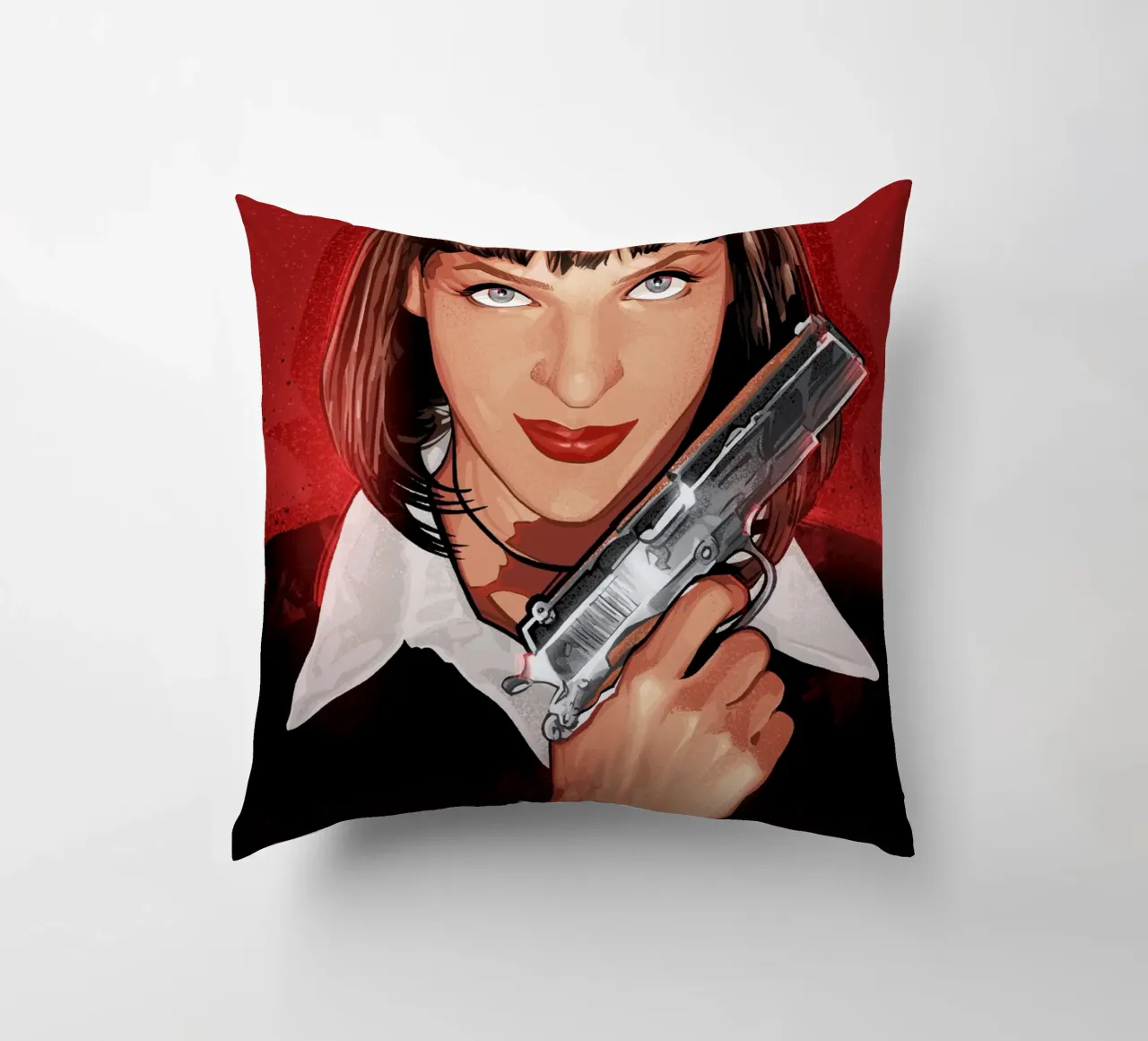 Mia with gun cuscino da nabakumov