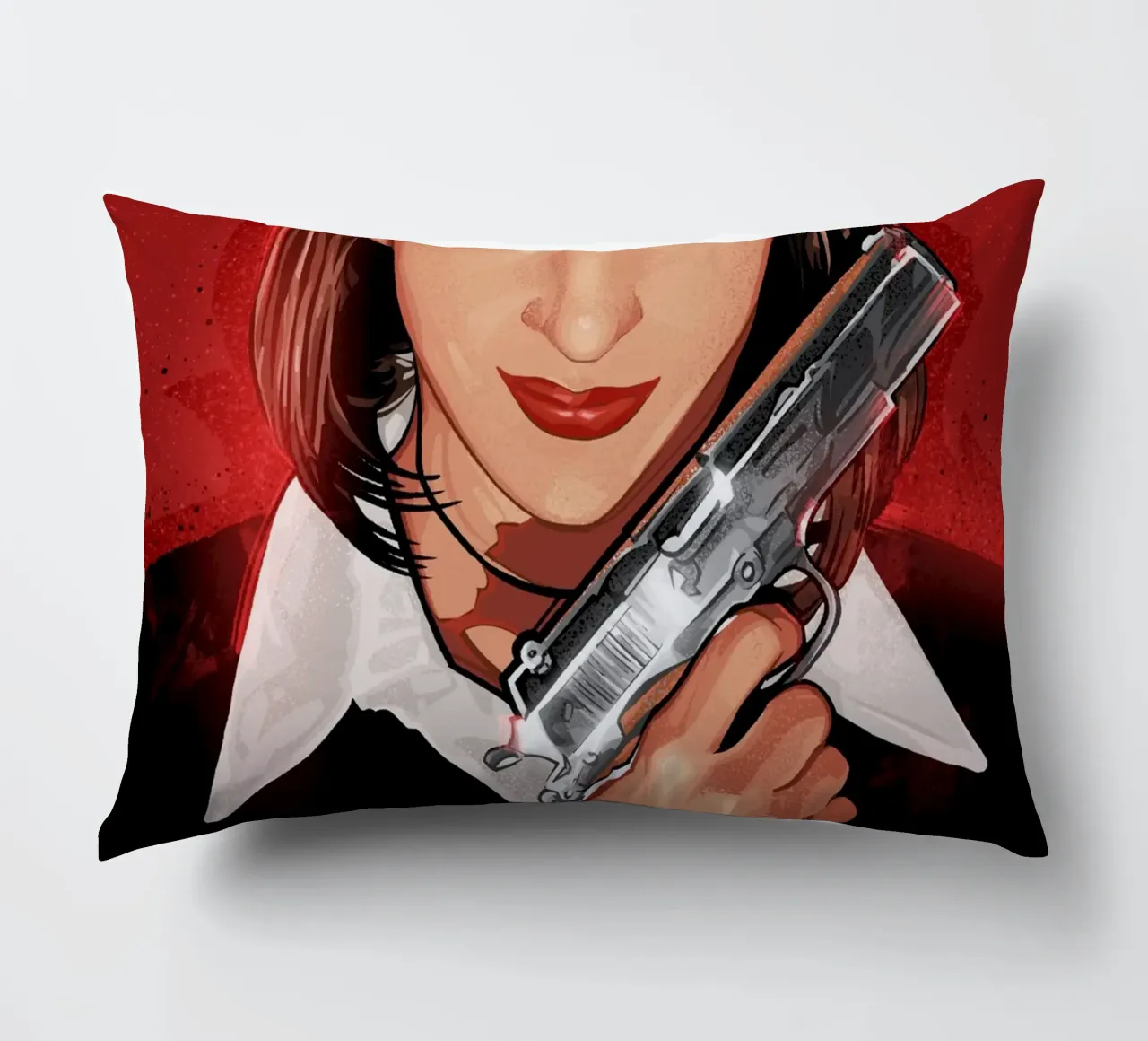 Mia with gun cuscino da nabakumov