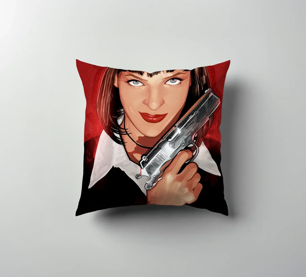 Mia with gun cuscino da nabakumov