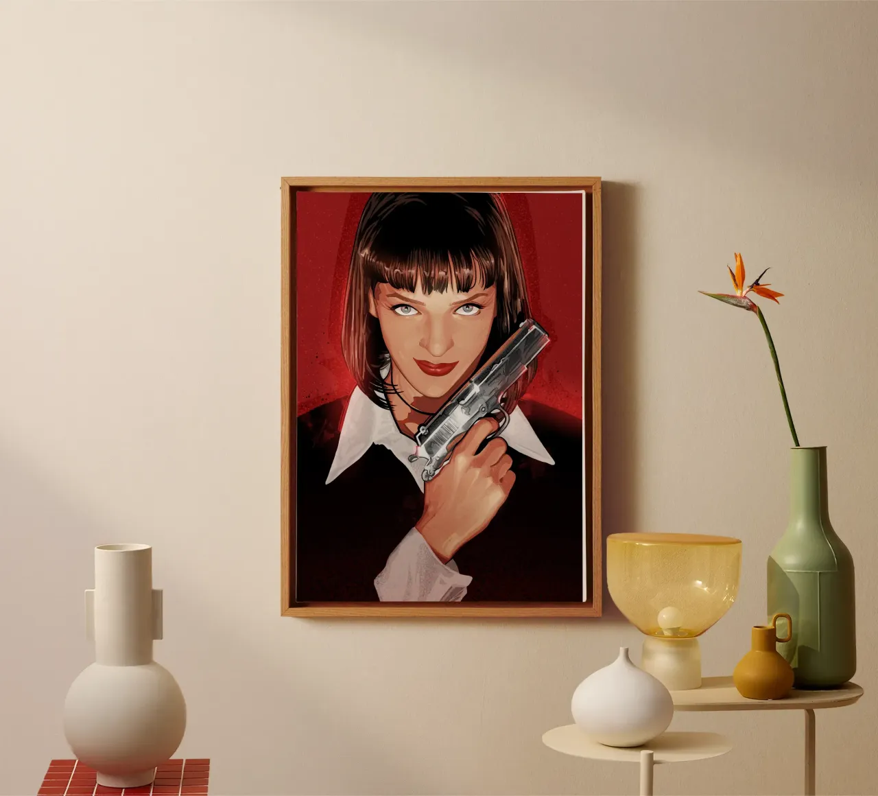 Mia with gun tela con Cornice a cassetta da nabakumov