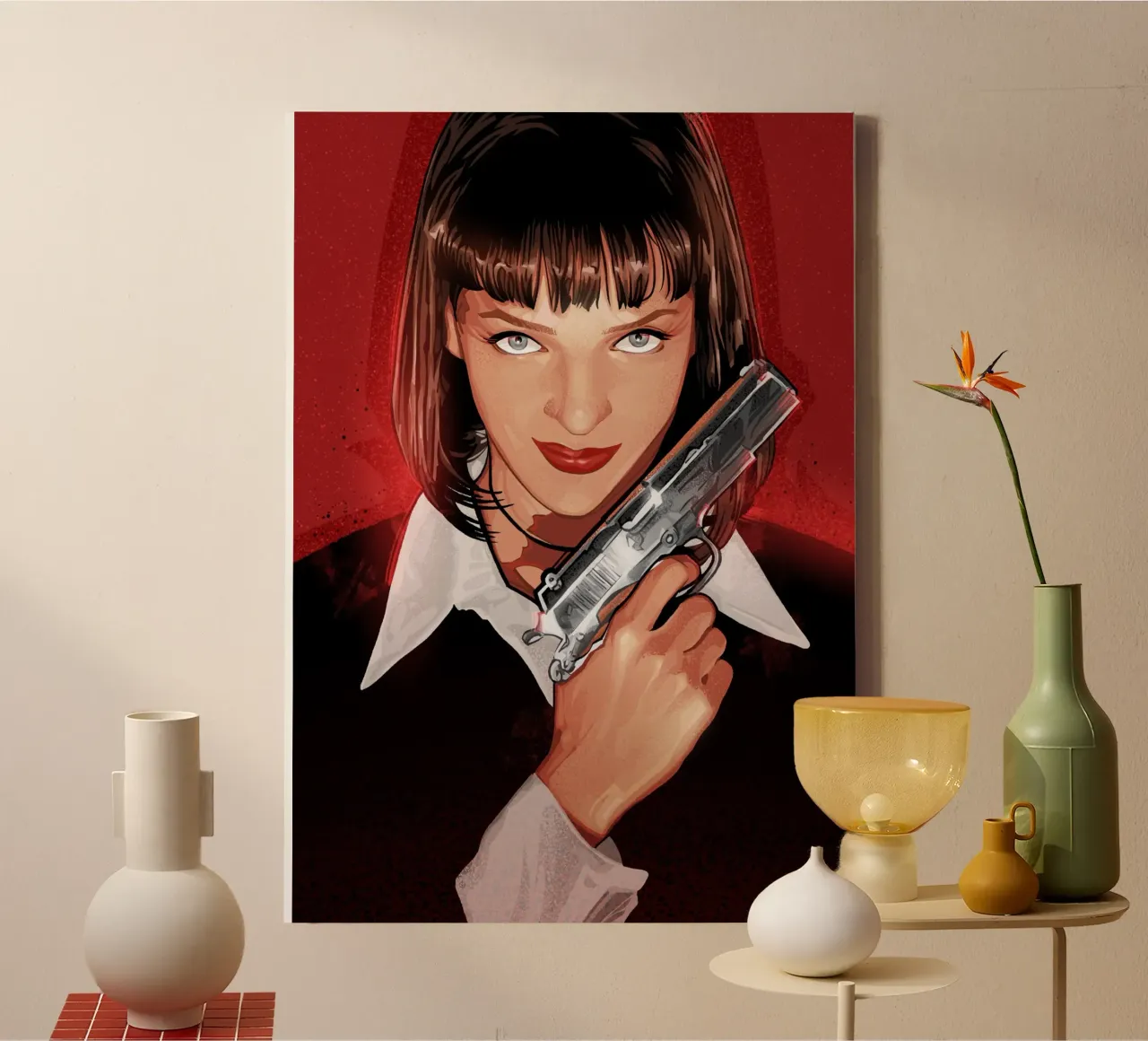 Mia with gun tela con Cornice a cassetta da nabakumov