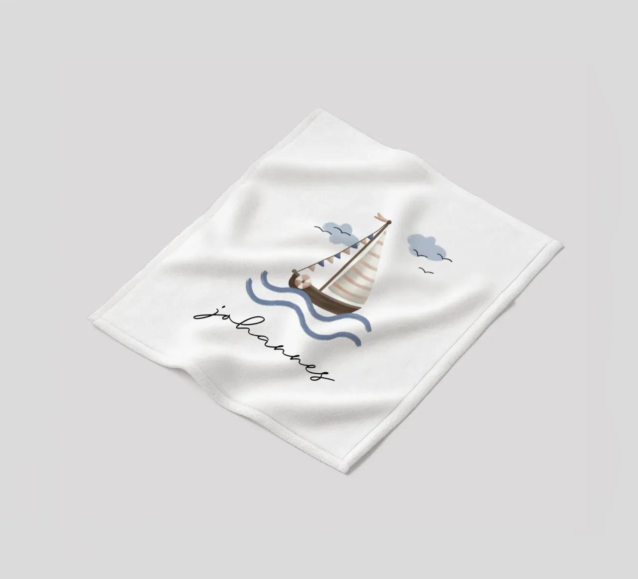 Sailboat fleece blanket by we line studio - design