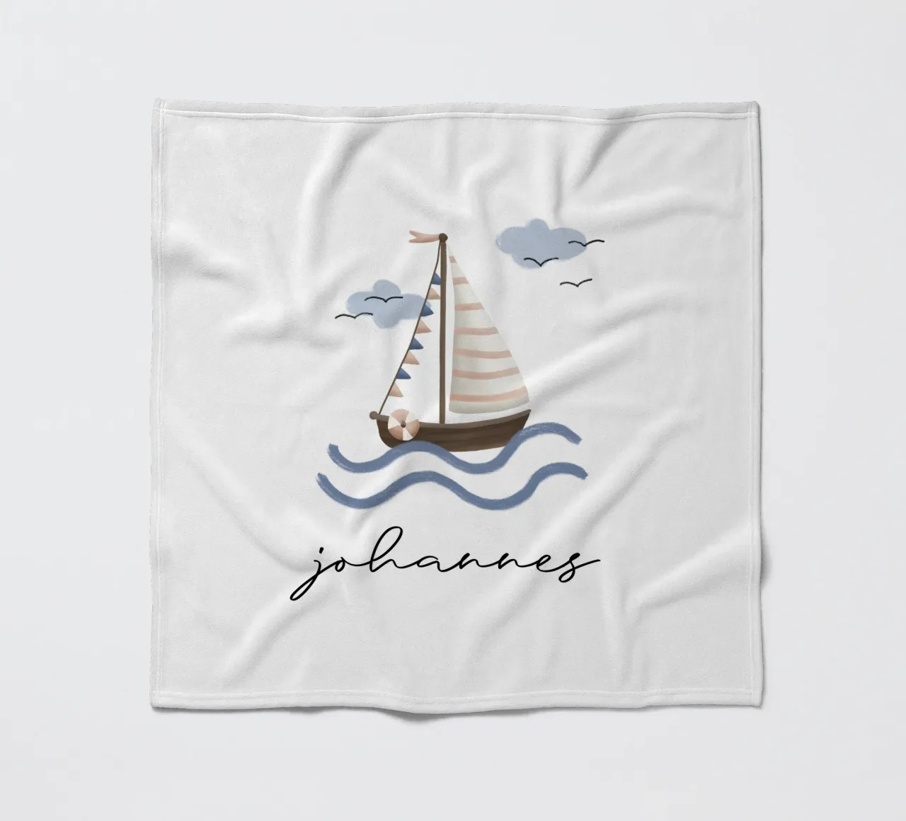 Sailboat fleece blanket by we line studio - design