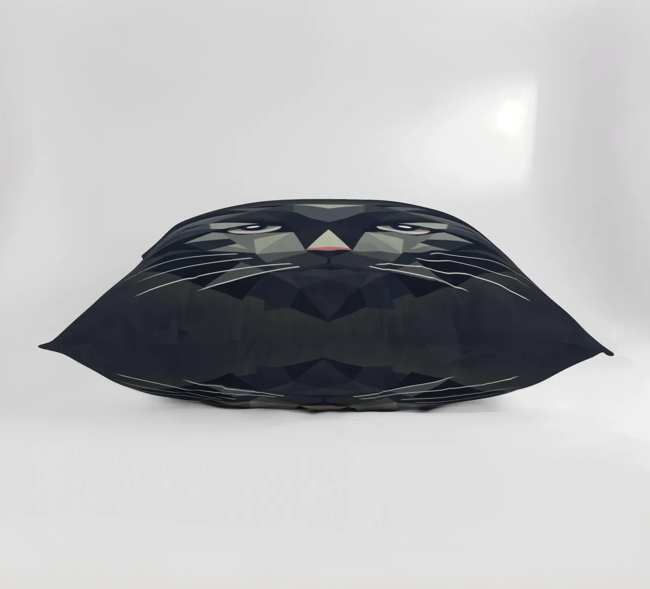 Mystical elegance: Black cat in facets decorative cushion by namosh