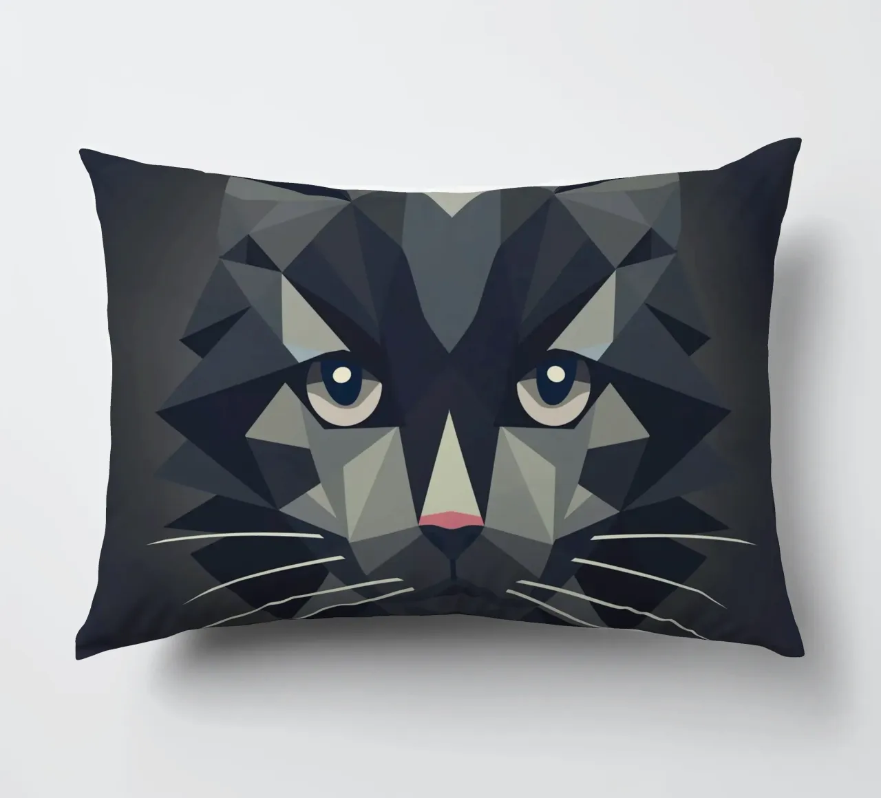 Mystical elegance: Black cat in facets decorative cushion by namosh