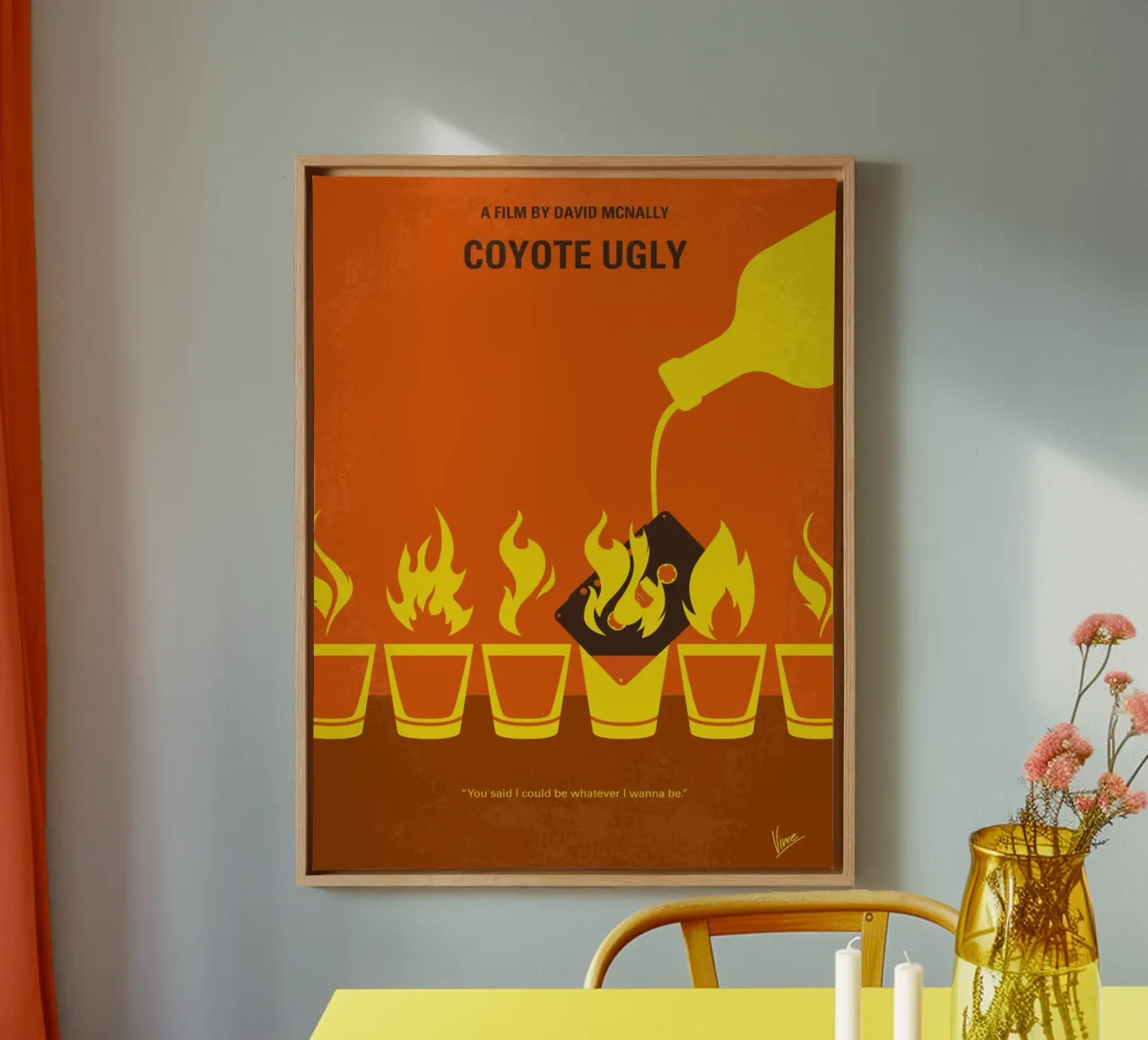 No909 My Coyote Ugly minimal movie poster tela con Cornice a cassetta da Chungkong