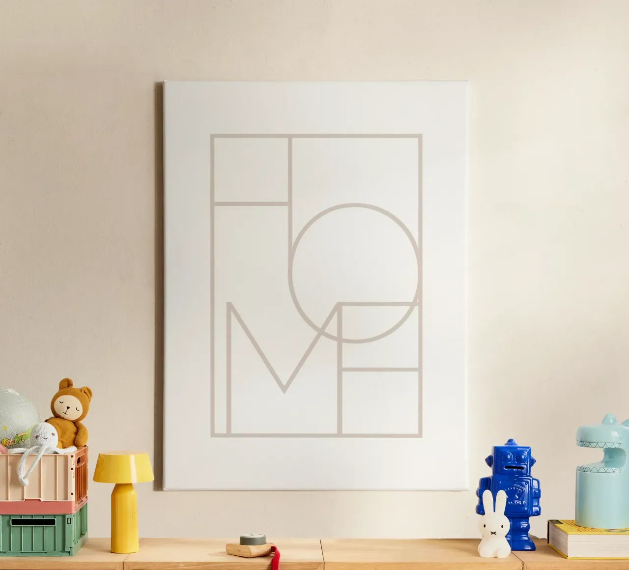 Geometric Home - Minimalistisch typografie-ontwerp canvas met Baklijst van Whole©