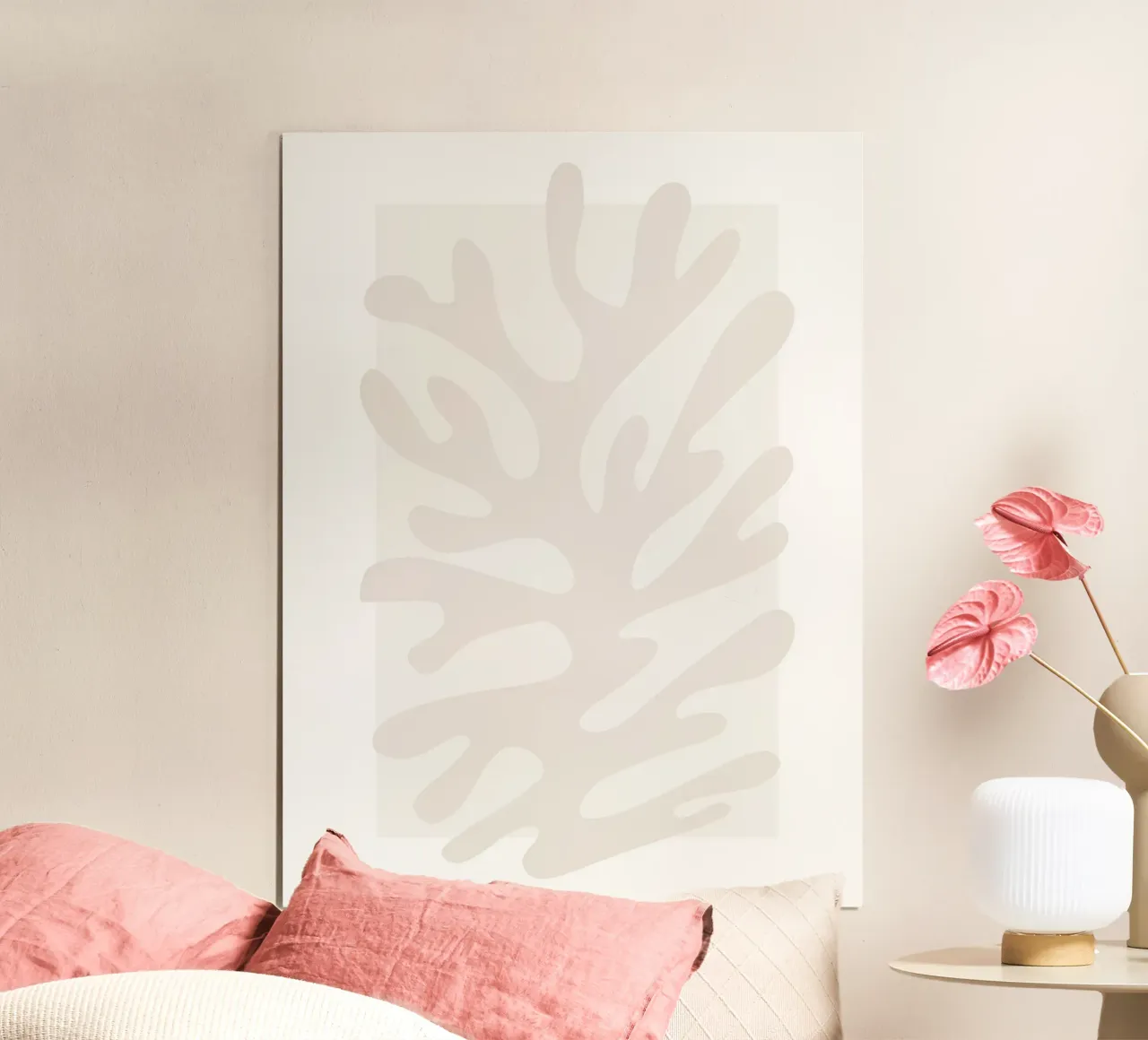 Abstract koraal - Minimalistisch natuurlijk ontwerp poster met kunststof frame van Whole©