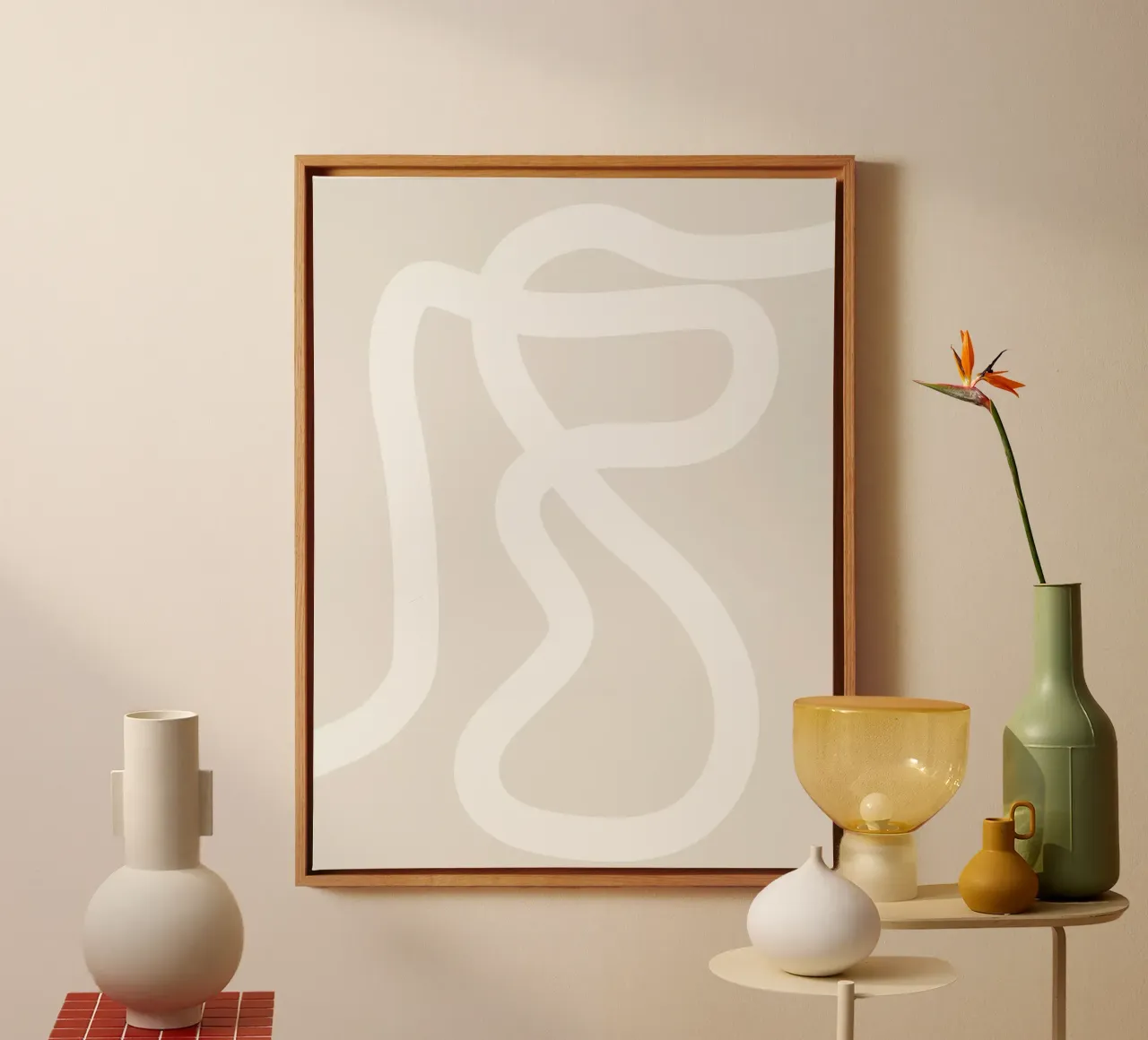 Linee organiche - design astratto e minimalista tela con Cornice a cassetta da Whole©