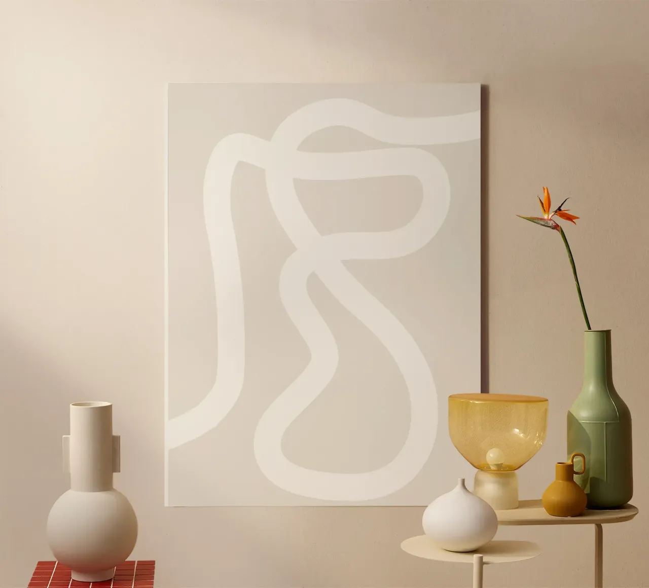 Linee organiche - design astratto e minimalista tela con Cornice a cassetta da Whole©