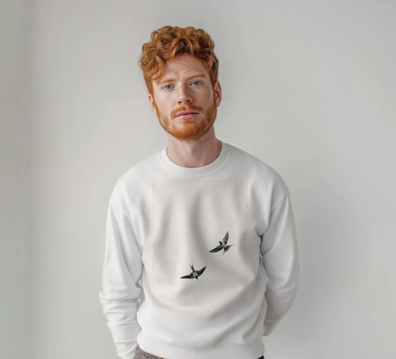 Twee zwaluwen - Minimalistisch natuurlijk ontwerp sweatshirt van Whole©
