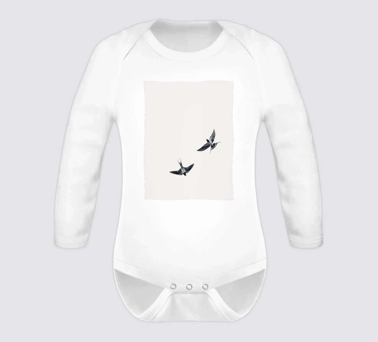 Twee zwaluwen - Minimalistisch natuurlijk ontwerp babyrompertje lange mouwen van Whole©