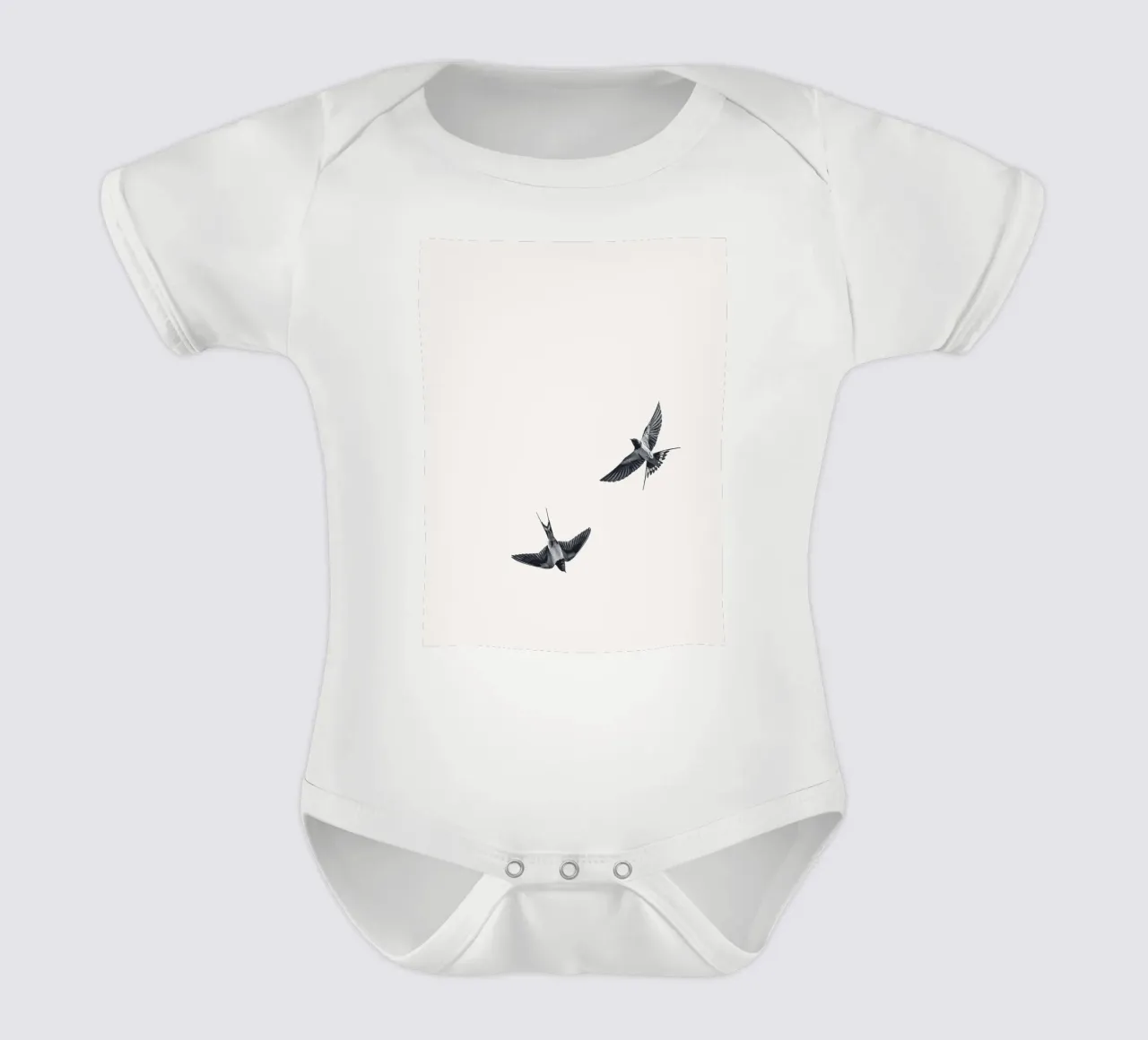 Twee zwaluwen - Minimalistisch natuurlijk ontwerp babyrompertje korte mouwen van Whole©