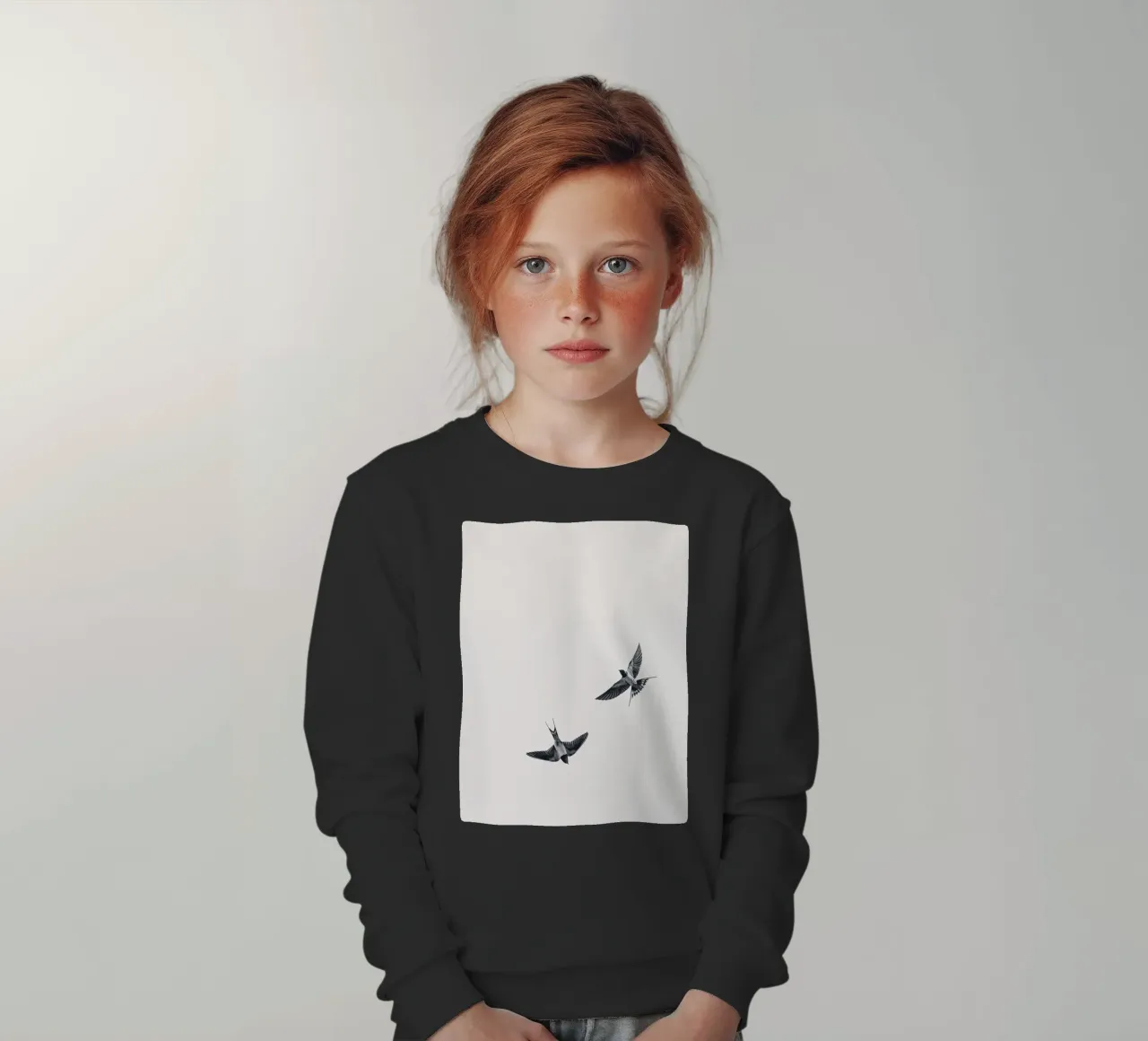 Twee zwaluwen - Minimalistisch natuurlijk ontwerp kinder sweatshirt van Whole©
