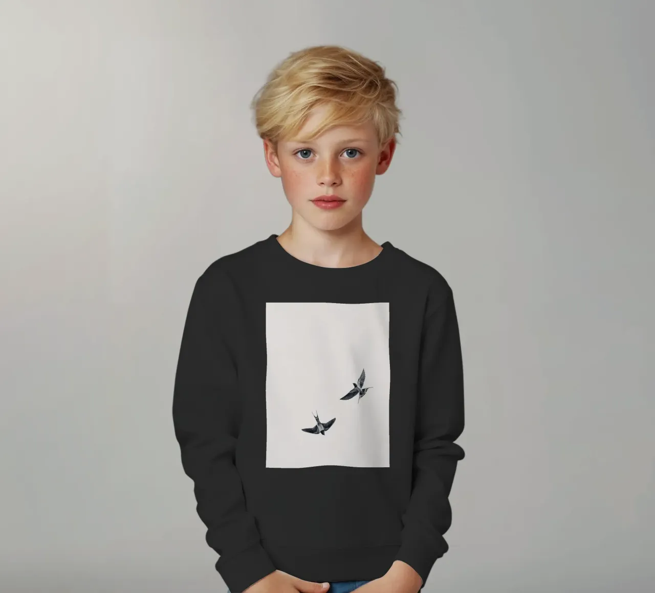 Twee zwaluwen - Minimalistisch natuurlijk ontwerp kinder sweatshirt van Whole©