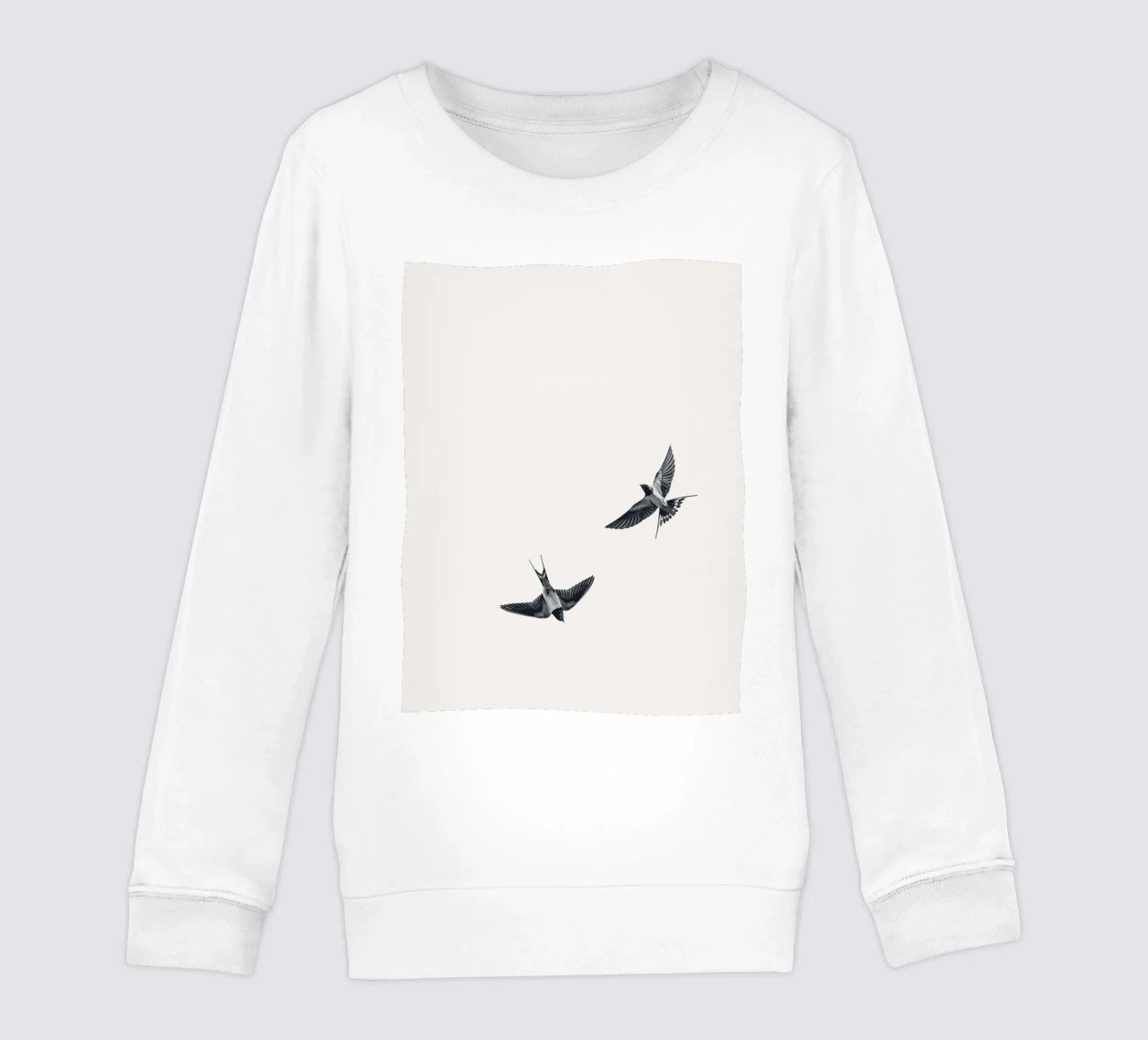 Twee zwaluwen - Minimalistisch natuurlijk ontwerp kinder sweatshirt van Whole©