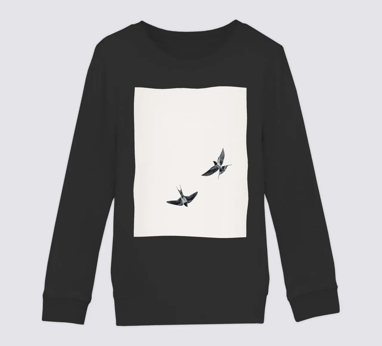Twee zwaluwen - Minimalistisch natuurlijk ontwerp kinder sweatshirt van Whole©