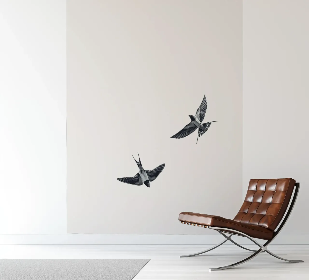 Twee zwaluwen - Minimalistisch natuurlijk ontwerp fotobehang van Whole©