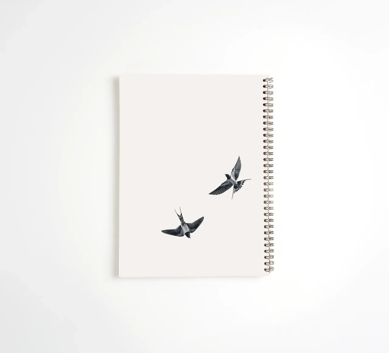 Twee zwaluwen - Minimalistisch natuurlijk ontwerp notitieboek met spiraal van Whole©